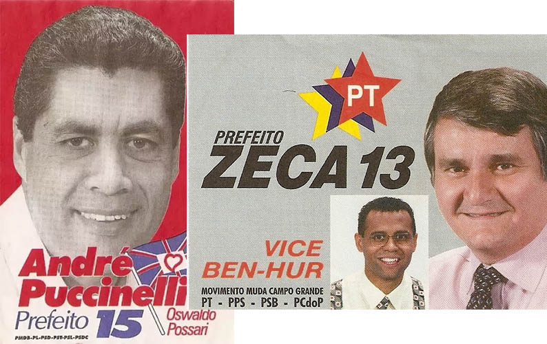 'Santinhos' de Puccinelli e Zeca durante a campanha para disputar a Prefeitura em 1996