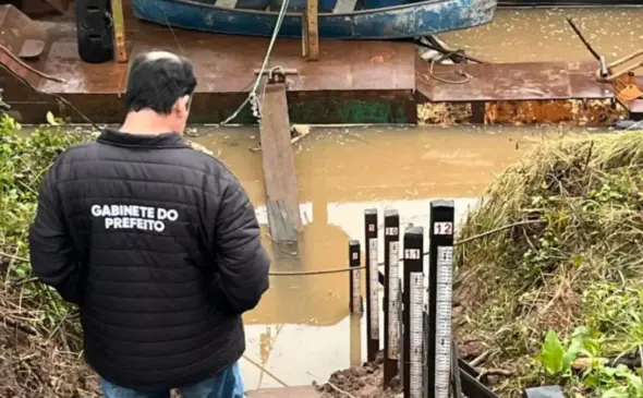 Monitoramento no Rio Taquari (Foto: Prefeitura de Venâncio Aires/Divulgação)
