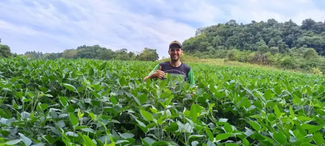  Uma das culturas que o jovem trabalha é a soja (Foto: Arquivo pessoal)