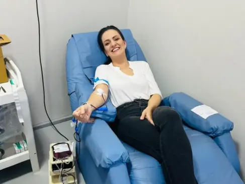 Aline começou a doar sangue este ano (Foto: Arquivo pessoal)