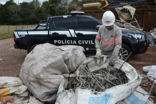 Apreensão foi feita em uma reciclagem, em Linha Coronel Brito (Foto: Alvaro Pegoraro)