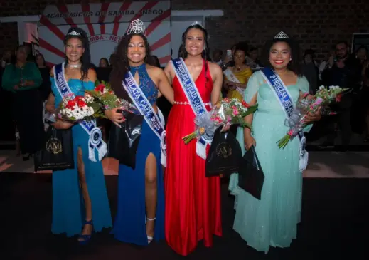 A última corte foi eleita em 2023: Mulata Simpatia, Gabriela Luz; Mulata Café, Kauany Moraes Rodrigues; 2ª Princesa, Milena Luiza Moraes; 1ª Princesa, Daniele Almeida (foto: Alvaro Pegoraro/Arquivo FM)