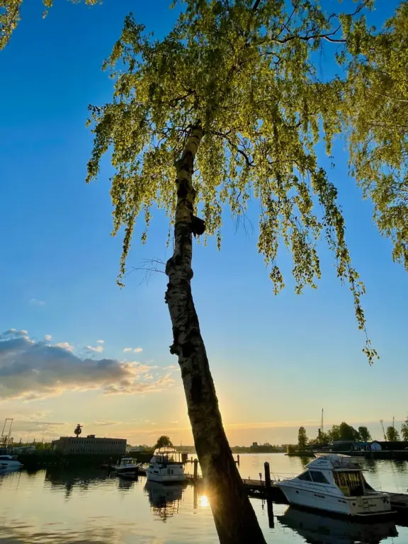 Pôr do sol à beira do rio Daugava, na capital letã.