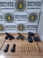 Policiais foram despachados pela Sala de Operações após informações de que o condutor de um veículo de cor branca teria efetuado disparos nas proximidades de um estabelecimento comercial (Foto: Divulgação/Brigada Militar)