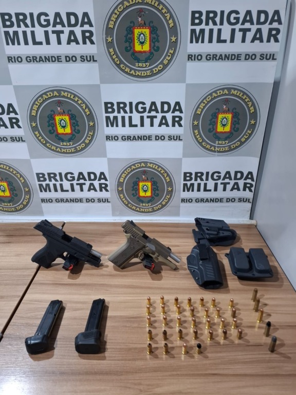 Policiais foram despachados pela Sala de Operações após informações de que o condutor de um veículo de cor branca teria efetuado disparos nas proximidades de um estabelecimento comercial (Foto: Divulgação/Brigada Militar)