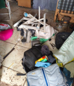 Escada estava quebrada, dentro de um saco (Foto: Polícia Civil/Divulgação)