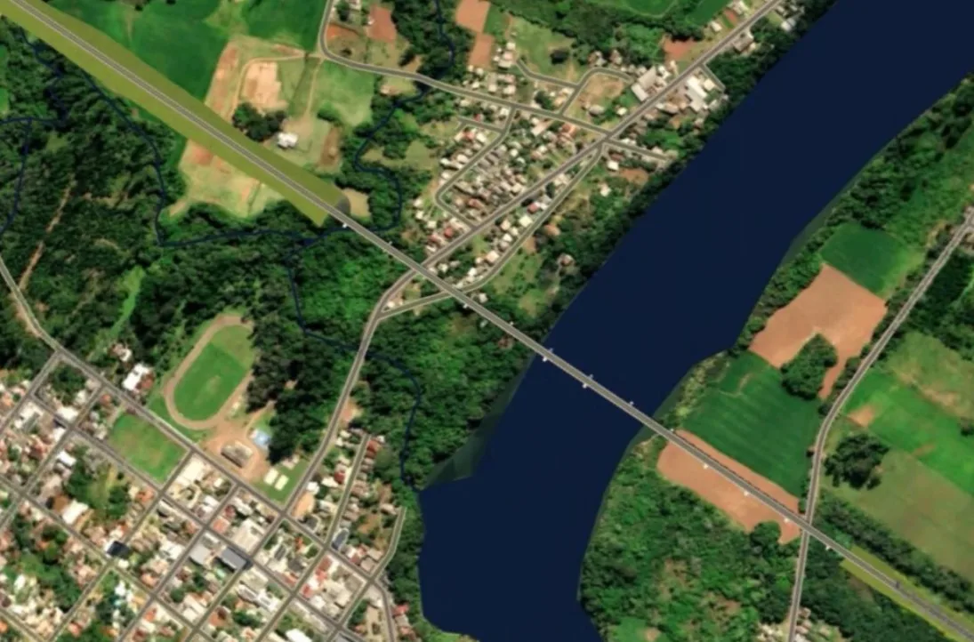 Projeto mostra local da ponte que ligará Cruzeiro do Sul, próximo à divisa de Lajeado, com Estrela