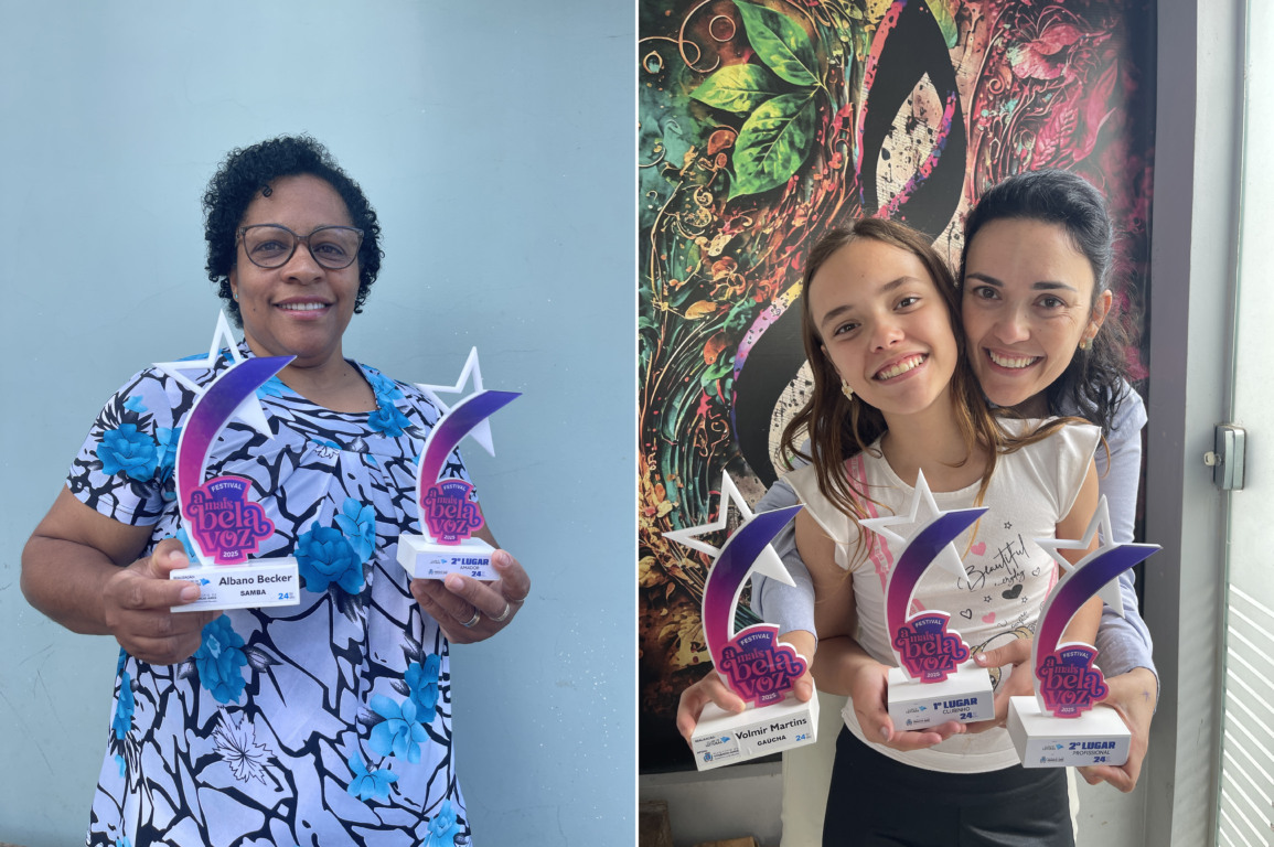 Suzana Teresinha Daniel foi a vice-campeã da categoria Amador e ainda faturou o troféu de Albano Becker – Melhor Samba; Milenna, campeã do Clubinho, e a mãe Marla, vice no profissional e vencedora do Troféu Volmir Martins – Melhor Gaúcha (Fotos: Débora Kist/Folha do Mate) Suzana Teresinha Daniel foi a vice-campeã da categoria Amador e ainda faturou o troféu de Albano Becker – Melhor Samba; Milenna, campeã do Clubinho, e a mãe Marla, vice no profissional e vencedora do Troféu Volmir Martins – Melhor Gaúcha (Fotos: Débora Kist/Folha do Mate)