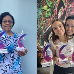 Suzana Teresinha Daniel foi a vice-campeã da categoria Amador e ainda faturou o troféu de Albano Becker – Melhor Samba; Milenna, campeã do Clubinho, e a mãe Marla, vice no profissional e vencedora do Troféu Volmir Martins – Melhor Gaúcha (Fotos: Débora Kist/Folha do Mate)