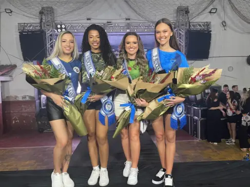 Simpatia e musa solidária, Yasmin Trindade; primeira princesa Roberta Toillier; musa Vitória Feix e segunda princesa Yasmin Kuntz