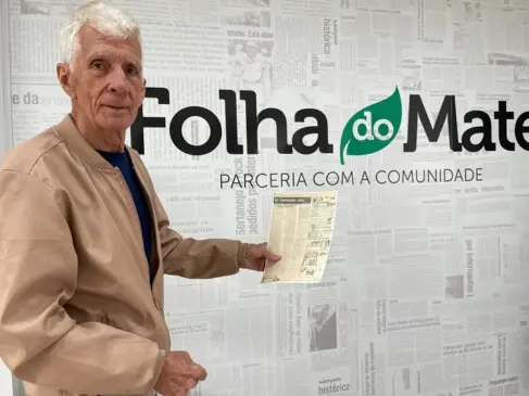 Fundador da Folha do Mate, Walter Kuhn, relembra a boa recepção do comércio, em 1972, para anunciar no jornal recém-criado (Fotos: Juliana Bencke/Folha do Mate)