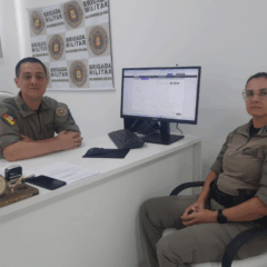 Tenente-coronel Marconatto e major Michele Vargas (ex-comandante da BM de Venâncio): trabalho técnico (Foto: Divulgação)