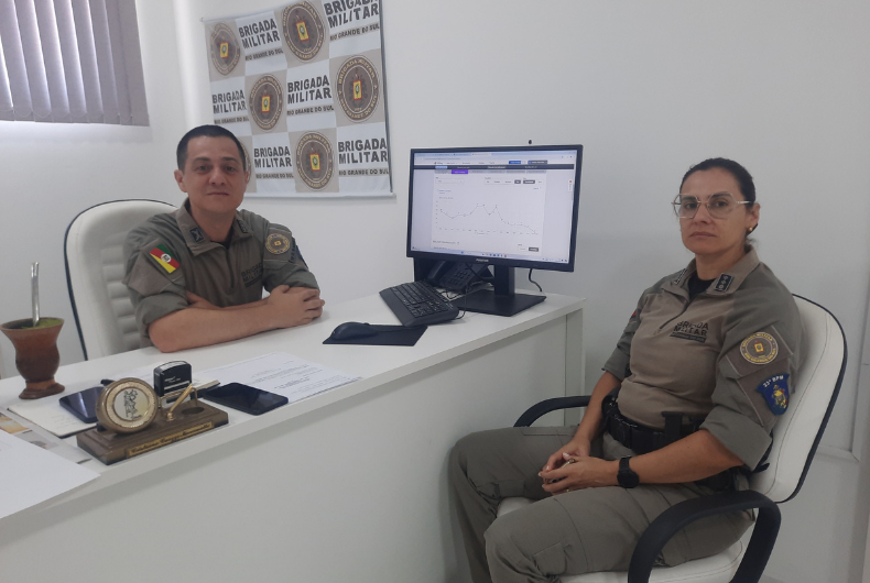 Tenente-coronel Marconatto e major Michele Vargas (ex-comandante da BM de Venâncio): trabalho técnico (Foto: Divulgação)