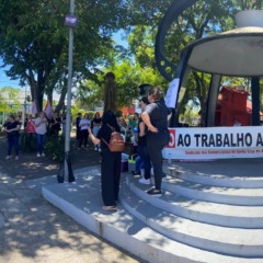 Mobilização ocorreu na praça Coronel Thomaz Pereira (Foto: AI Sindicomerciários)