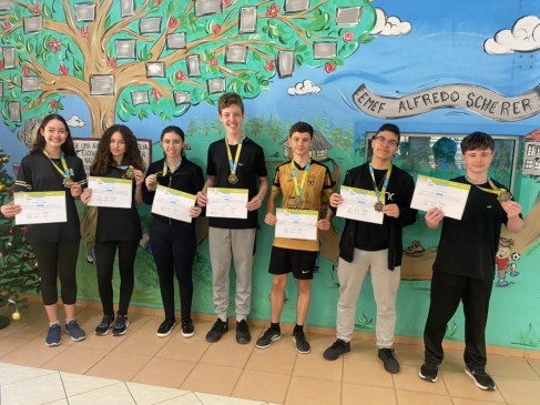 Sete alunos receberam medalhas de bronze (Foto: Júlia Brandenburg/Folha do Mate)