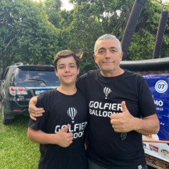 Mauro e Lucca Chemin participam do 6º Festival de Balonismo de Venâncio Aires (Foto: Juan Grings)