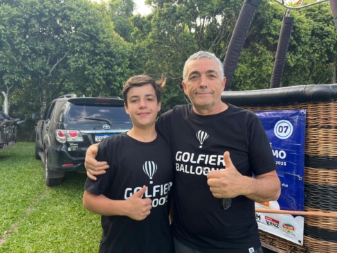 Mauro e Lucca Chemin participam do 6º Festival de Balonismo de Venâncio Aires (Foto: Juan Grings)
