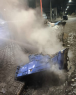 Bombeiros apagaram as chamas, mas o contêiner teve perda total (Foto: CBM/Divulgação)