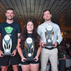 Roberto Wessling (Troféu Destaque Municipal), Cecília Sousa de Almeida (Troféu Destaque Esportivo Internacional) e Gustavo Dallafávera (Troféu Destaque Esportivo Regional/Nacional)