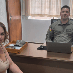 Alessandra Ludwig pediu refor&ccedil;o na fiscaliza&ccedil;&atilde;o na noite da virada em reuni&atilde;o com o capit&atilde;o da Brigada Militar, Maicon Crumenauer (Foto: Divulga&ccedil;&atilde;o)
