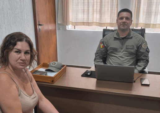Alessandra Ludwig pediu reforço na fiscalização na noite da virada em reunião com o capitão da Brigada Militar, Maicon Crumenauer (Foto: Divulgação)