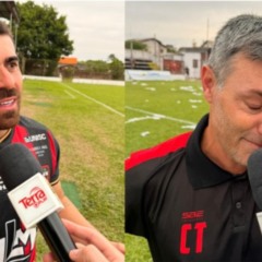 Capitão, Murilo Xavier, e técnico do Guarani, Éder Lazzari, ficaram emocionados ao final da partida. (Foto: Daniel Heck)