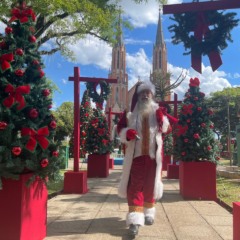 Decoração da Praça Matriz foi realizada pela decoradora Ângela Schwendler (Foto: Júlia Brandenburg/Folha do Mate)