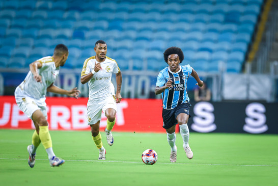 Lance da partida entre Grêmio e São José disputada na noite desta quarta-feira, na Arena do Grêmio, valida pelo Campeonato Gaúcho 2026 (Foto: Lucas Uebel/Grêmio FBPA)