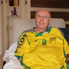 Almedo Dettenborn em foto de 2021, quando completou 80 anos e, em entrevista &agrave; Folha do Mate, declarou seu amor &agrave; Assoeva (Foto: Let&iacute;cia Wacholz/Arquivo FM)