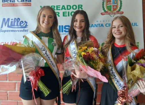 Novo trio de soberanas do Departamento de Futebol Monte Alverne (Foto: Divulgação)
