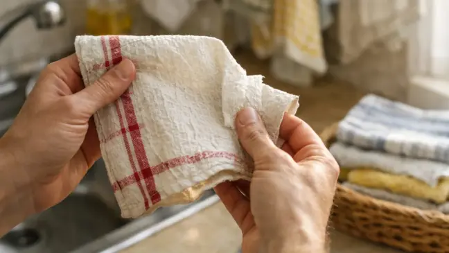 Se depois de lavar, seus panos de prato endurecem, o erro está na forma de enxágue