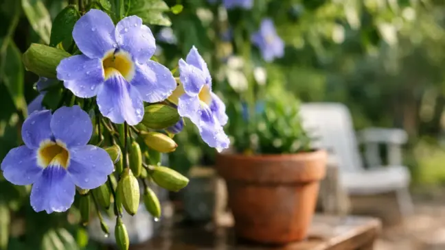 Tumbérgia-azul pode travar a floração se você ignorar esses 4 fatores silenciosos