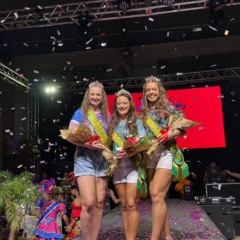 D&eacute;bora Daniele Frederich, Tain&aacute; Eduarda Lermen e Maria Eduardo do Couto formam o novo trio do Carnaval Adulto do Interior (Foto: J&uacute;nior Posselt)