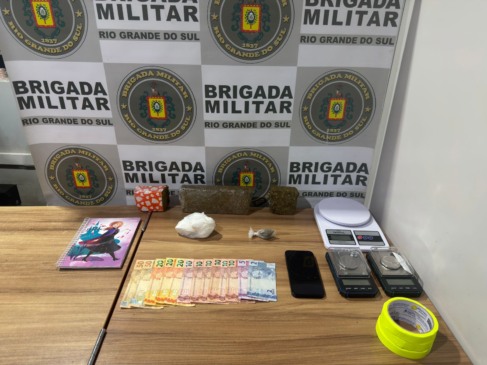 Material apreendido com os suspeitos. Foto: Divulgação/Brigada Militar
